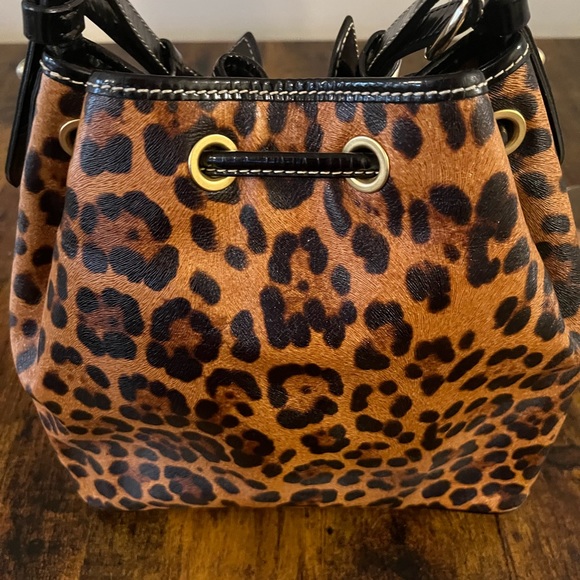 Dooney & Bourke Cheetah Drawstring leather bag; gently used - Picture 6 of 6